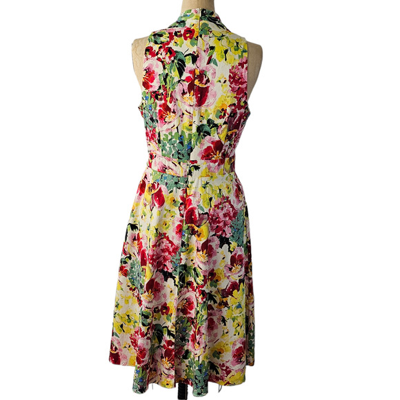 Dress London Times multi floral sundress full skirt spring cottage size 10 - Picture 2 of 9